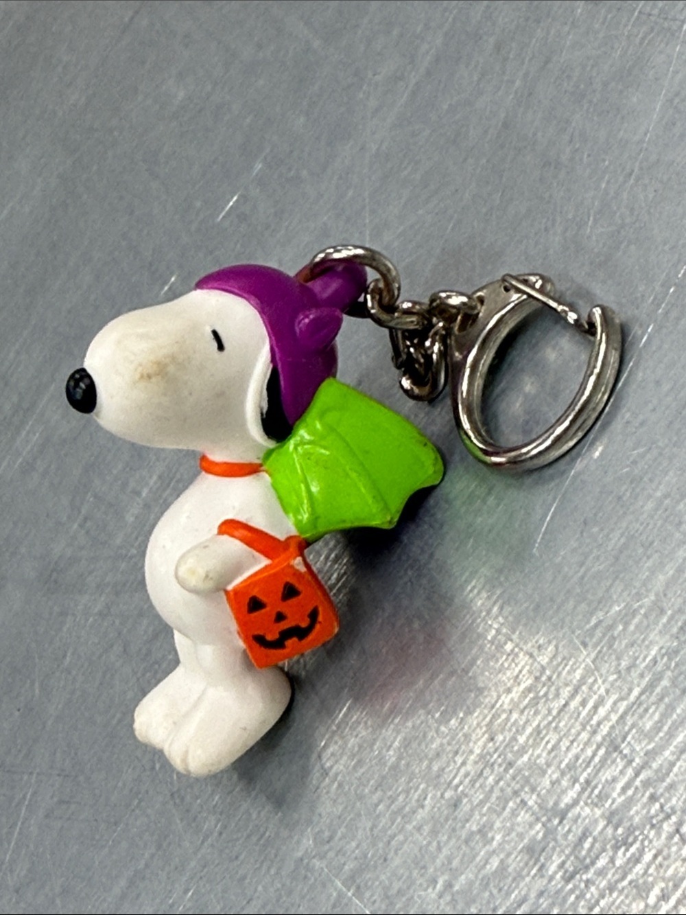 Snoopy Halloween Trick-or-Treat Keychain — White, Purple, Green, Orange